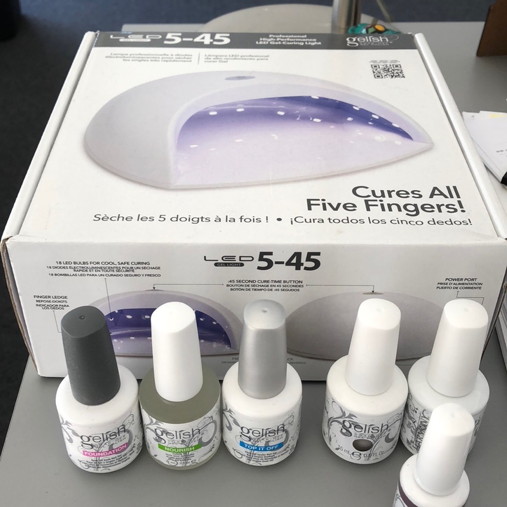 Gelish Gel light and supplies